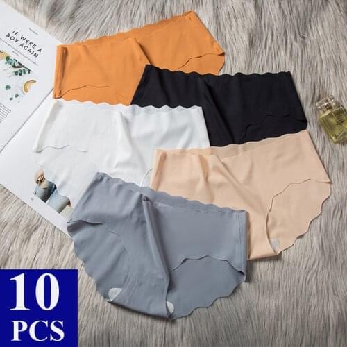 10pcs/lot Seamless Panty Set Underwear Female Comfort Intimates Ladies Low-Rise Ice Silk Briefs Panties Women Sexy Lingerie