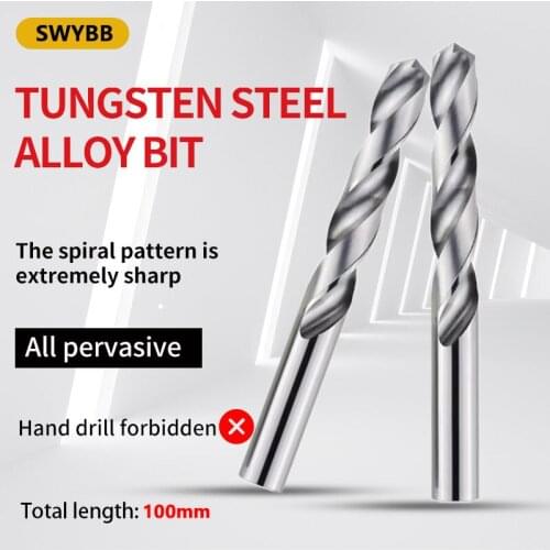 Carbide Twist Drill Bit Tungsten Steel 2 Flute Metal CNC Tool HRC Aluminum Copper Wood Micro Drill Bit Total length 100mm