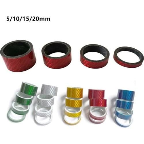 1set 5+10+15+20mm Headset Spacers Carbon Rings for 28.6mm 1 1/8" Post Fork Stem Extra Height Red Blue Green Bicycle Accessories