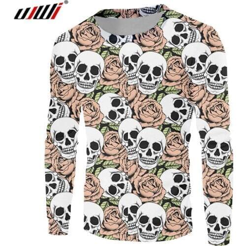 UJWI Red Rose Mens Sweatshirt 3D Printed A Pile Of Skulls Medium And Long Section Large Size Leisure Man 6XL Pullover