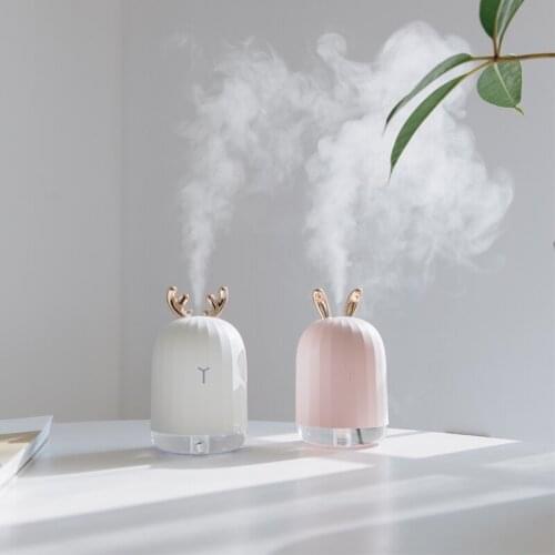 220ML Ultrasonic Air Humidifier Aroma Essential Oil Diffuser for Home Car USB Fogger Mist Maker with LED Rabbit Deer Night Lamp