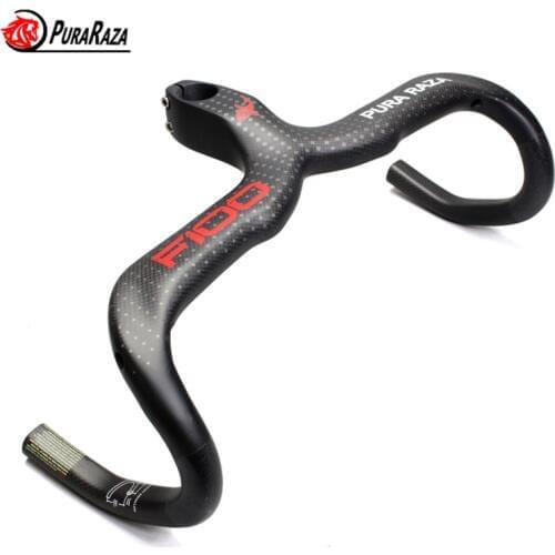 2019PURARAZA Carbon Road Bicycle handlebar Integrated Handlebar with stem Carbon reach 77mm drop 125mm 40/42/44*90/100/110/120MM