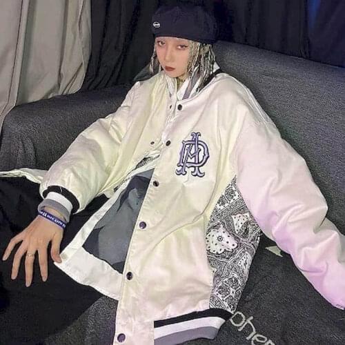 2021 Spring/autumn Dark Stitching Cashew Flower Women Baseball Clothes Uniform Niche Design Letter Embroidery Jacket Coat Men