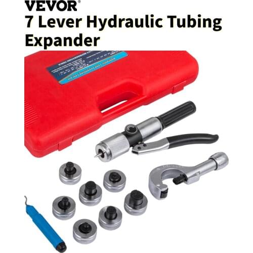 VEVOR 7 Lever Manual Hydraulic Tube Expander Swaging Tool Kit Copper Alumimum Pipe Expanding Machine Set Range 3/8 to 1-1/8Inch