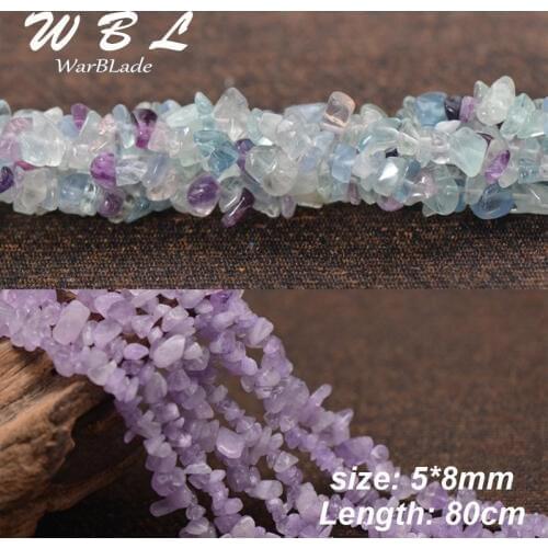 WBL 80CM Natural Stone Crystal Chips Beads 5*8mm Freeform Quartz Fluorite Amethysts Chips Beads For Jewelry Making DIY Bracelet