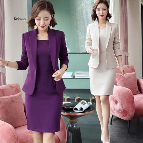 Women Formal Dress Suit Ladies Elegant Business Office Wear Blazer Suits Long Sleeve Blazer Jacket Dresses Plus Size