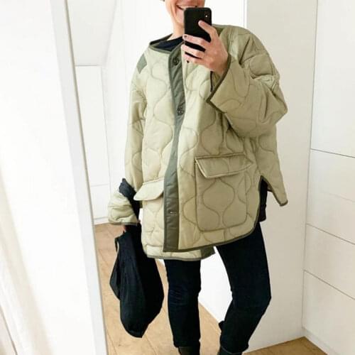 Sister Fara 2021 Autumn Winter Thin Jackets Womens 100% Cotton Single Breasted Parka Down Jackets Female Oversize Jacket Coat