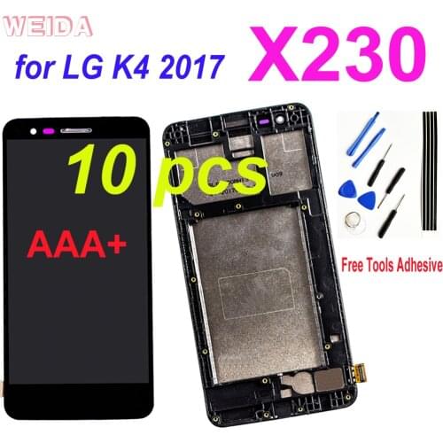 10PCS 5.0" LCD For LG K4 2017 X230 X230DSF LCD Display Touch Screen Digitizer Assembly with Frame Replacement for LG X230 LCD
