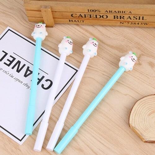 100 Pcs Cartoon Creative Little White Bear Neutral Pen Sprouts Neutral Polar Bear Black Water-based Pen Kawaii School Supply