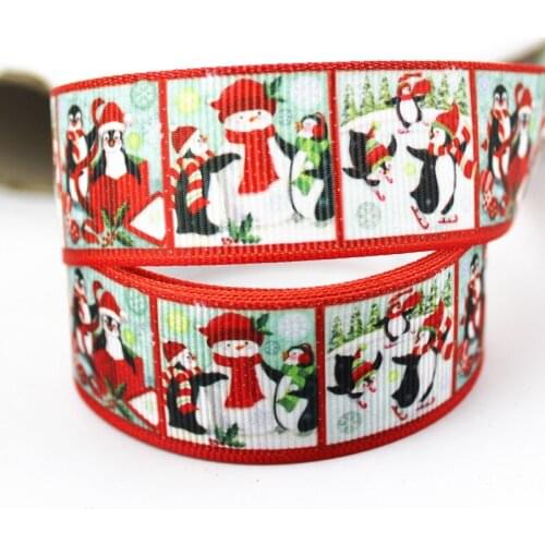 16/22/25/38/57/75mm cartoon penguin grosgrain ribbon 10/25/50 yards DIY gift wrap sewing wedding decor ribbon