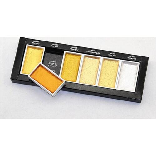 6 Colors New GANSAI TAMBI Starry golden Colors Watercolor Paints Metallic Japan Star Set Chinese Acrylic pigment paints