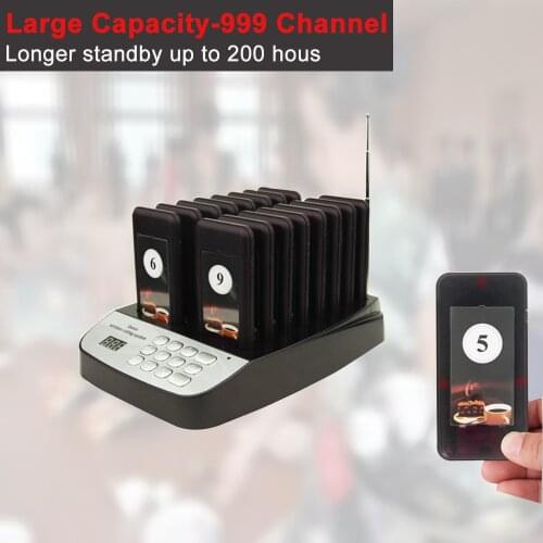 Long Range Wireless Queue System For Fast Food Restaurant 16 Coaster Pagers Receiver & 1 Keyboard Transmitter