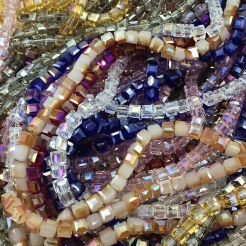 High quality 13 colors 8mm crystal glass square cube faceted jewelry findings loose beads diy spacers accessories 50pcs B987