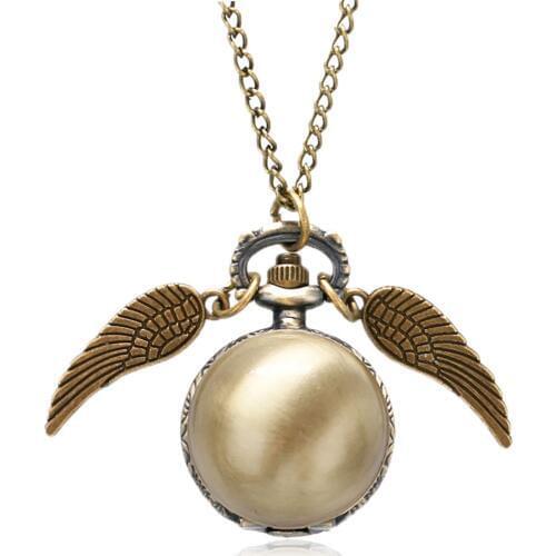 Antique Quartz Small Pocket Watch Men Women Pendant Watches with Necklace Chain Clock Hours Steampunk Unisex Unique Wing Gifts