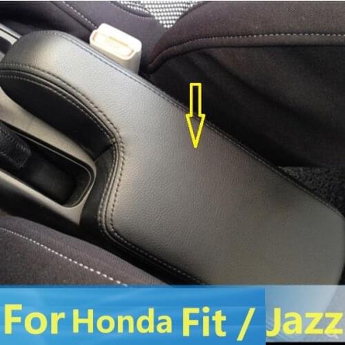 Customzied Microfibre Leather Center Armrest Cover For Honda Fit / JAZZ 2014 2015 2016 central armrest box Cover car decoration