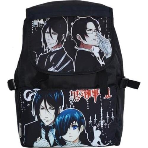 Black Butler Kuroshitsuji Anime Printed Nylon Children Cosplay Sebastian Ciel Cartoon Fashion Casual Children Schoolbag Backpack