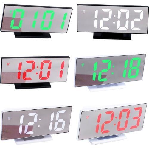 BGVfive Digital Alarm Clock Cool Multifunction LED Clock Display Clock Night LCD Light Desktop Digital Clock 12/24-hour System