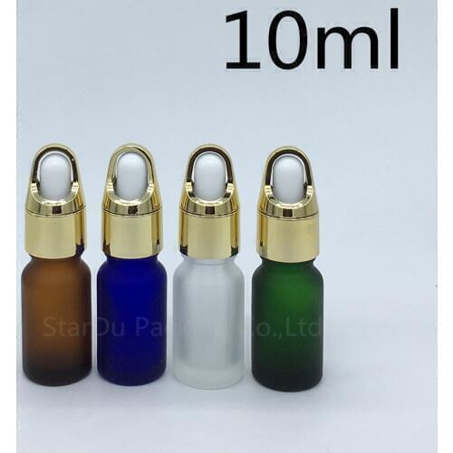 Travel bottle 500pcs 10ml amber green blue Transparent frosted glass essential oil bottle, 10cc glass perfume dropper bottle