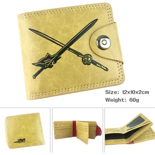 PU Bifold Hidden Discount Wallet Anime Sword Art Online SAO Note Compartment Mens Leather Coin Photo Credit Cards Holder Purse