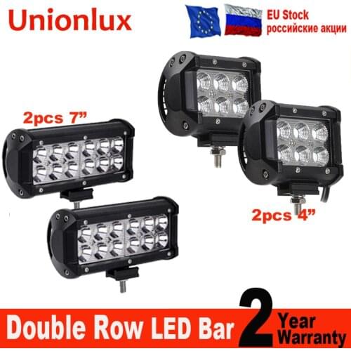18W 36W Double Row Led Light Bar Work Lights 12v Spot Flood 4" 7" LED Bar for Truck Tractor ATV SUV 4X4 4WD Offroad Light Bar