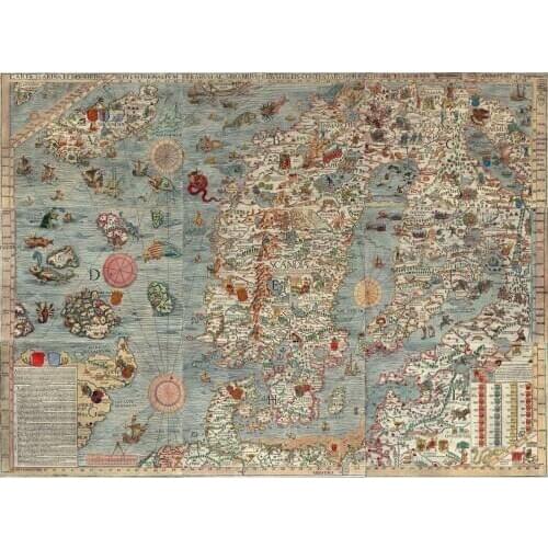 Ancient Europe Map Giant Art Silk Poster Home Wall Decor