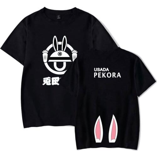 HOLOLIVE VTuber Usada Pekora Fashion T-shirts Summer Short Sleeve Lovely Tshirts Hot Sale Casual Streetwear Harajuku T shirts