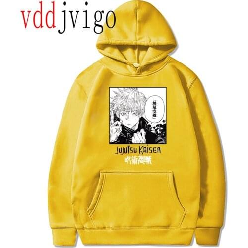 Jujutsu Kaisen Japan Satoru Gojo Print Hoodies Unisex Loose Oversize Clothing Warm Fleece Sweatshirts Cartoons Casual Tracksuit