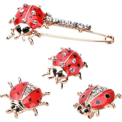 Korean Version Of The Fashionable Seven-star Ladybug Brooch Lady Beautiful And Lovely Insect Jewelry Jeans Wholesale