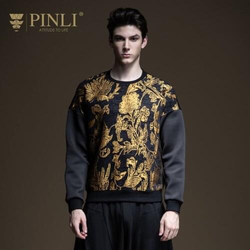 Free shipping New mens male man unique fashion casual autumn black round neck loose jacquard sweatershirt jacket B193609309
