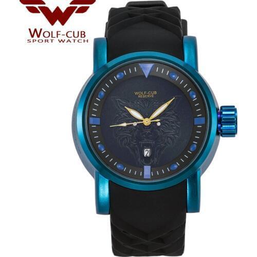 HOT Wolf-cub American latest men design original stainless steel large dial 30 meters waterproof