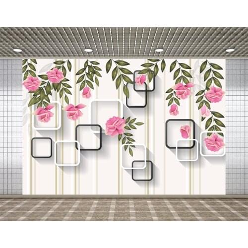 Lyavshi 3D Backdrops Photographic Background Pink Rose with Leaf Decoration for Photo Studio Props Photography Photophone