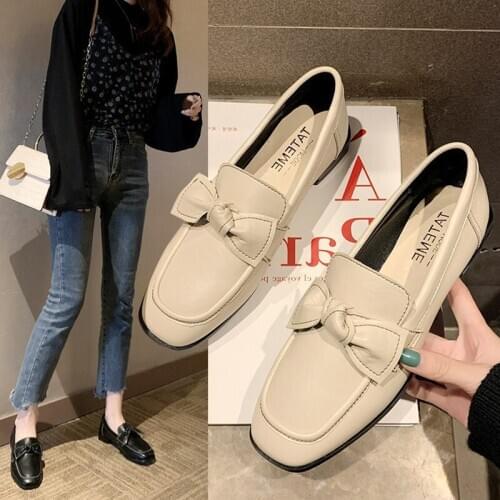 British style small leather shoes womens 2020 new autumn low-heeled shoes womens all-match one-step loafers