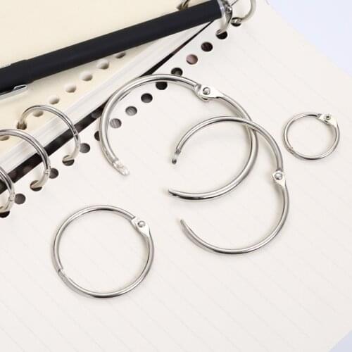 5pcs Metal Loose Leaf Book Binder Hinged Rings Binds Binding Keychain Chancery Scrapbook Metal Ring Binder Desk Calendar Circle