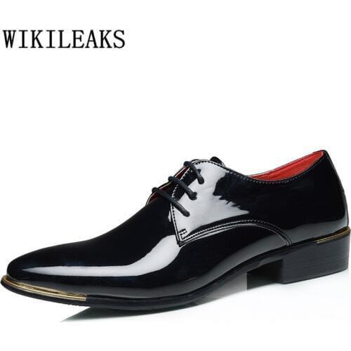 New Italian Oxford Shoes For Men Patent Leather Black Shoes Mens Pointed Toe Wedding Dress Shoes Zapatos Hombre Sapato Masculino
