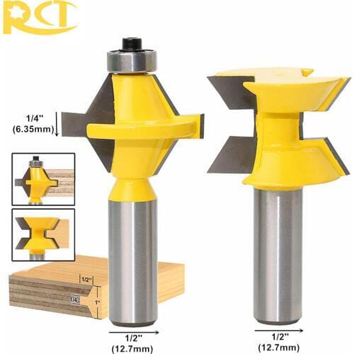 RCT 2pcs 120 Degree Lock Miter Finger Joint Router Bits Set 1/2'' Shank Milling Cutters For Wood Plywood MDF Woodworking Tools