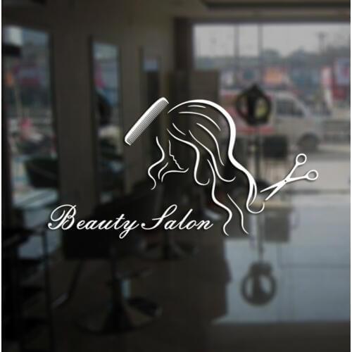 Hair Salon Sticker Beauty Scissors Decal Haircut Name Posters Vinyl Wall Art Decals Decor Decoration Mural Salon Sticker