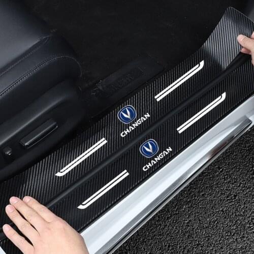 4PCS Carbon Fiber Sticker For CHANGAN CS15 CS35 CS75 EADO Anti Scratch Cover Car Door Sills Stickers Threshold Guard Accessories