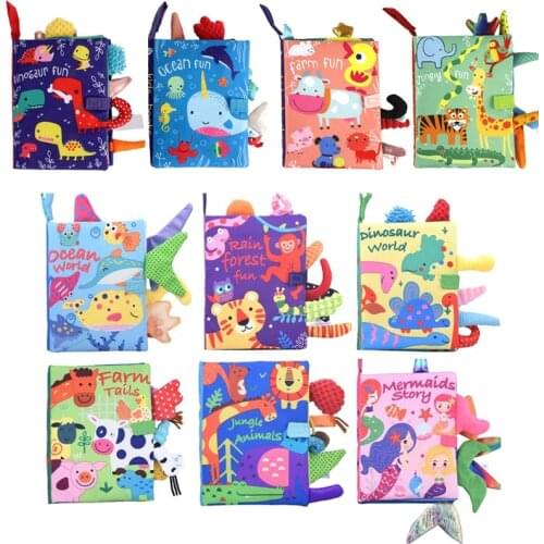 0-36M Baby Early Learning Toy Tail Cloth Book Parent-child Interactive Sound Paper Black White Soft Cloth book Educational Toys