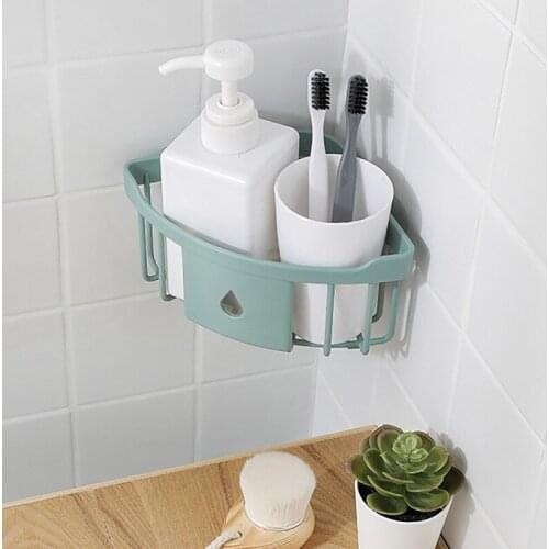 Plastic Wall-mounted Bathroom Storage Shelves Kitchen Storage Organizer Corner Shampoo and Shower Gel Shelf Holder Rack Box