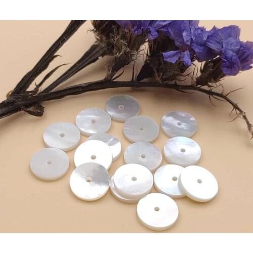 Flat Circle Coin MOP White Shell Stone Loose Spacer Beads 10mm 12mm 14mm 16mm 18mm Women Statement Necklace Bracelet Making