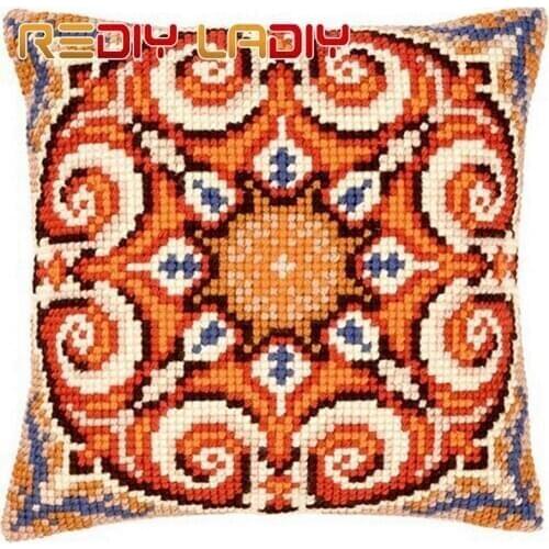 Cross Stitch Cushion Geometrical Forms Make Your Own Pillow Chunky Cross Stitch Kits Pre-Printed Canvas Acrylic Yarn Pillow Case