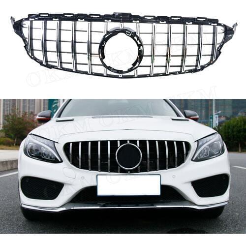 C Class ABS Front Bumper Mesh Grill Grille for Mercedes Benz W205 C200 C250 C300 C43 2015-2019 GTR Style Not for C63 AMG