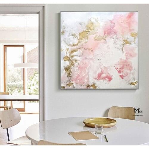 Pink Texture Abstract Acrylic Painting Modern Art Textured Gold Painting Extra Large Wall Art Bedroom Canvas Contemporary Art
