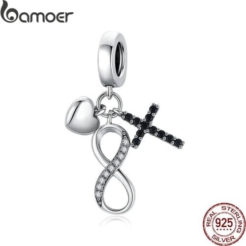 Bamoer 925 Sterling Silver Infinity Symbol Charm for Original 3mm Bracelet Accessories Original silver beads make SCC1713