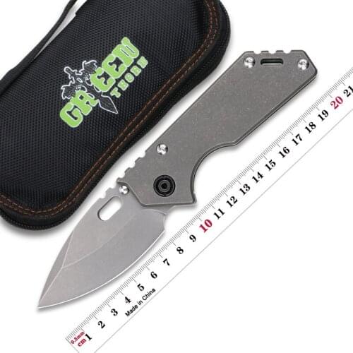 Green Thorn 75AR Thumb Stud Folding Knife D2 Blade Titanium Outdoor Survival Camping Hunting Fruit Tactics Trekking EDC Tools