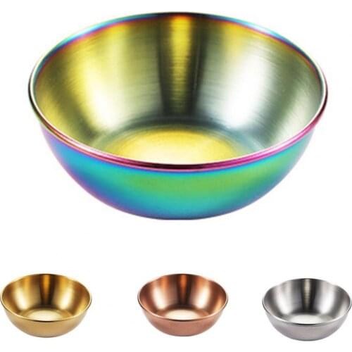 Sauce Plate Seasoning Dish Round Corrosion Resistant Rust-proof Stainless Steel Household Small Metal Sauce Plate for Restaurant