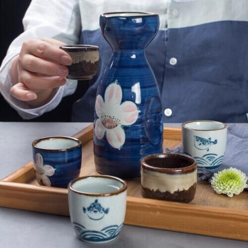 Japanese style vintage sake set home use white yellow rice wine liquor cup ceramic spirits wine pot drinking household