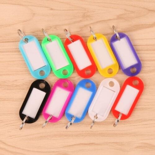 30pcs/lot Colorful Plastic Keychain ID Tags Blank Labels Key Rings 5*2.2cm Air Name Tags With Split Ring For Baggage Key Chains