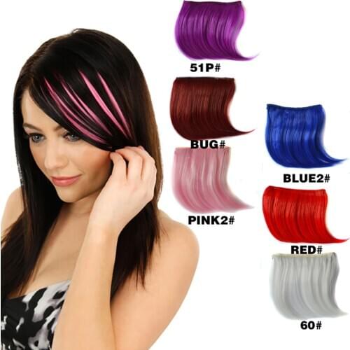 Clip In Hair Bangs Hairpiece Clip In Hair Extensions Synthetic Gradient Bangs Fake Hair Piece 12 Colors
