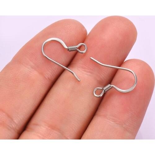 20pcs Stainless Steel Simple Fashion Ear Wires Hooks Spring Clasps For Earring Making Jewelry Findings